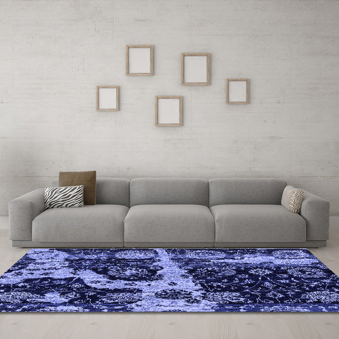 Machine Washable Abstract Blue Modern Rug in a Living Room, wshabs4438blu