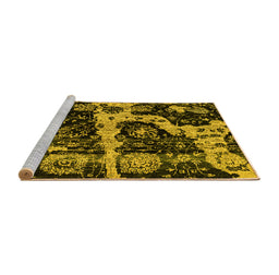 Sideview of Machine Washable Abstract Yellow Modern Rug, wshabs4438yw