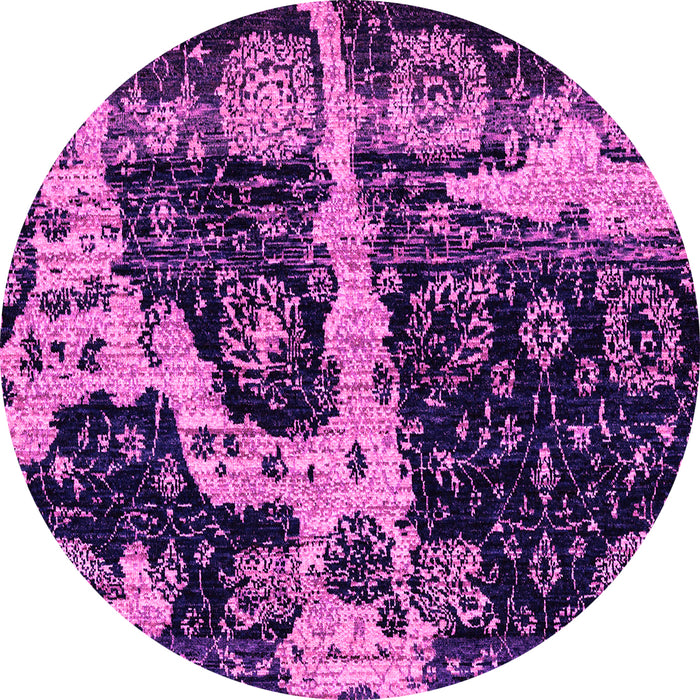 Round Machine Washable Abstract Pink Modern Rug, wshabs4438pnk