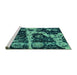 Sideview of Machine Washable Abstract Turquoise Modern Area Rugs, wshabs4438turq