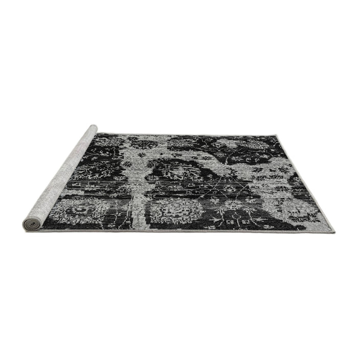 Sideview of Machine Washable Abstract Gray Modern Rug, wshabs4438gry