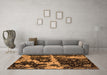 Machine Washable Abstract Orange Modern Area Rugs in a Living Room, wshabs4438org