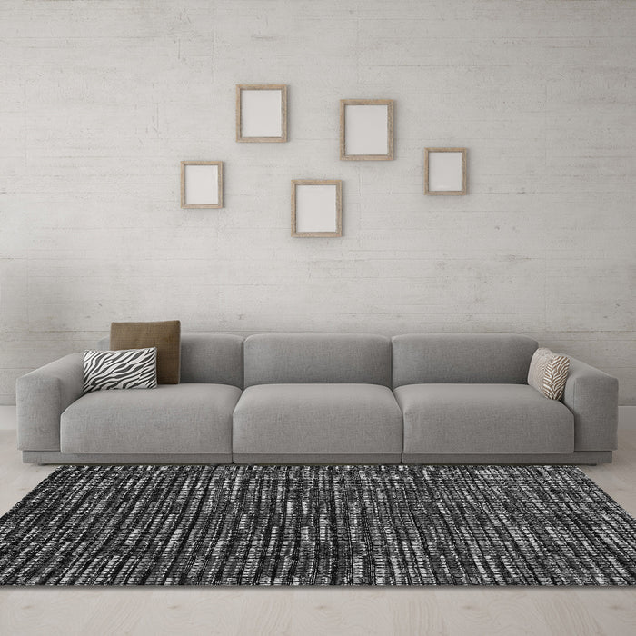 Machine Washable Abstract Gray Modern Rug in a Living Room,, wshabs4439gry