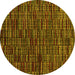 Round Abstract Yellow Modern Rug, abs4439yw