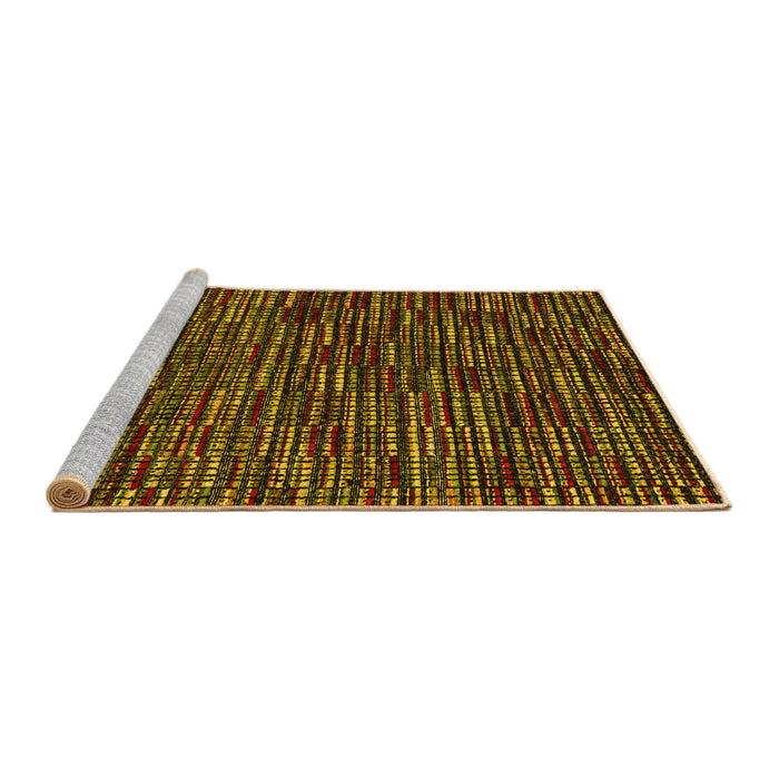 Sideview of Machine Washable Abstract Yellow Modern Rug, wshabs4439yw