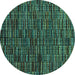 Round Abstract Turquoise Modern Rug, abs4439turq