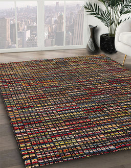 Abstract Red Modern Rug in Family Room, abs4439