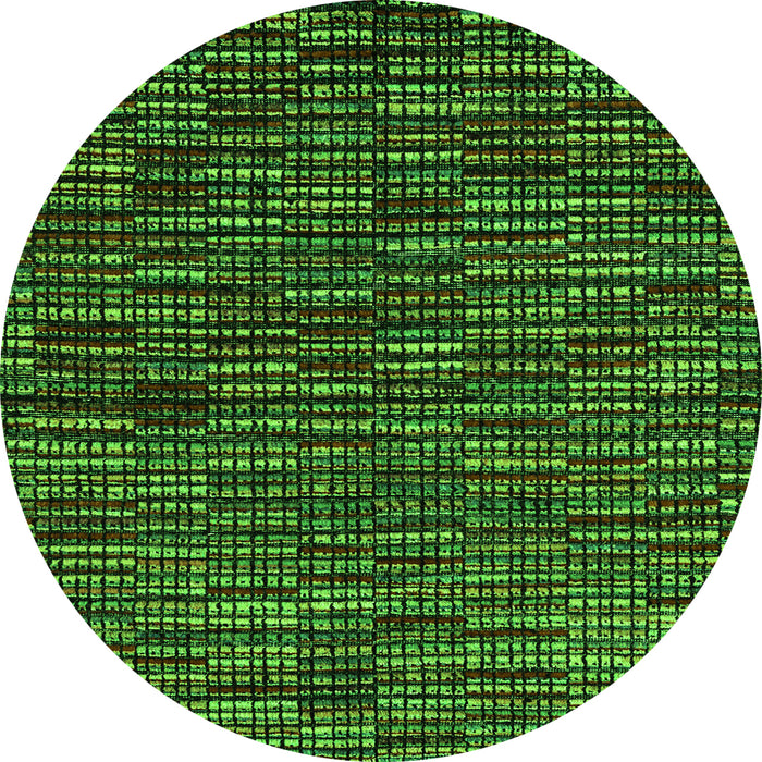 Round Machine Washable Abstract Green Modern Area Rugs, wshabs4439grn