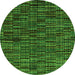 Round Machine Washable Abstract Green Modern Area Rugs, wshabs4439grn