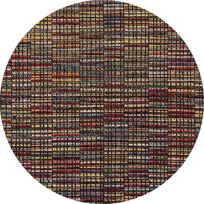 Round Machine Washable Abstract Night Red Rug, wshabs4439