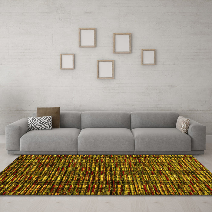 Machine Washable Abstract Yellow Modern Rug in a Living Room, wshabs4439yw
