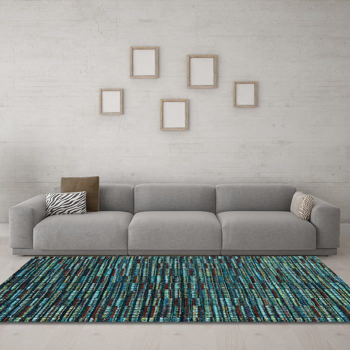 Machine Washable Abstract Light Blue Modern Rug in a Living Room, wshabs4439lblu