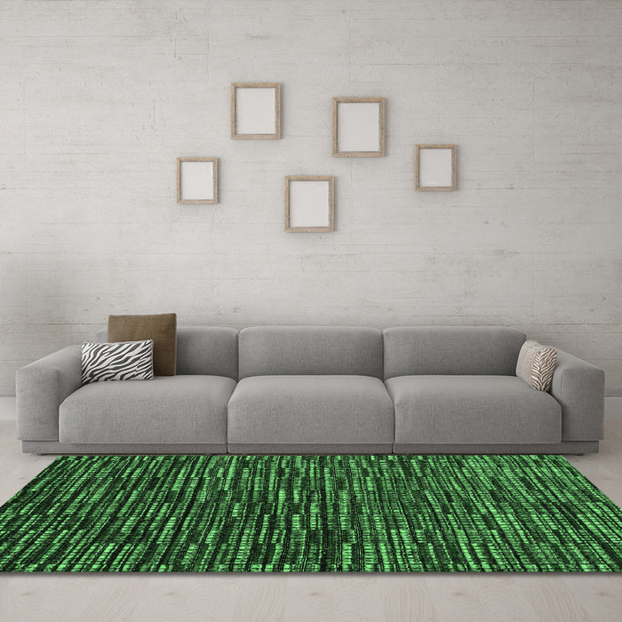Machine Washable Abstract Emerald Green Modern Area Rugs in a Living Room,, wshabs4439emgrn