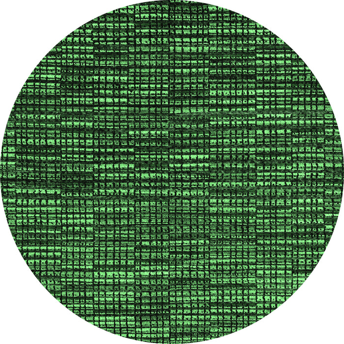 Round Abstract Emerald Green Modern Rug, abs4439emgrn