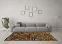 Machine Washable Abstract Brown Modern Rug, wshabs4439brn