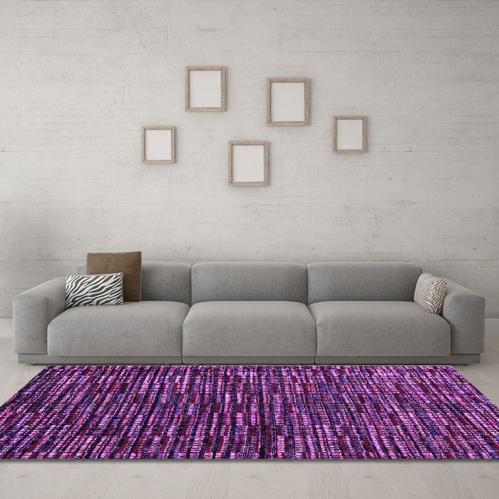 Machine Washable Abstract Purple Modern Area Rugs in a Living Room, wshabs4439pur