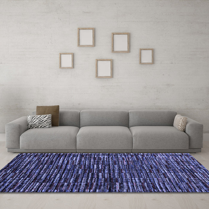 Machine Washable Abstract Blue Modern Rug in a Living Room, wshabs4439blu