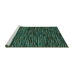 Sideview of Machine Washable Abstract Turquoise Modern Area Rugs, wshabs4439turq