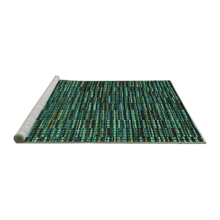 Sideview of Machine Washable Abstract Turquoise Modern Area Rugs, wshabs4439turq