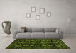 Machine Washable Abstract Green Modern Area Rugs in a Living Room,, wshabs443grn