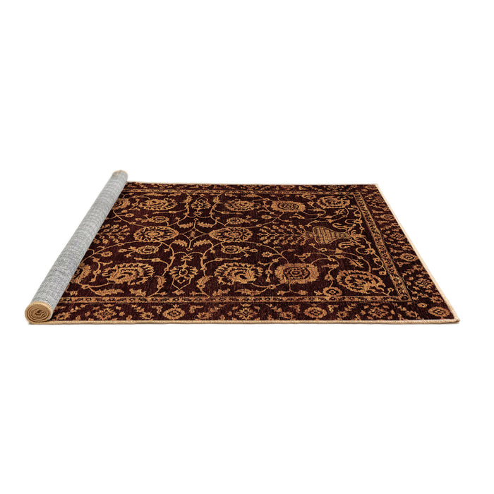 Sideview of Machine Washable Abstract Brown Modern Rug, wshabs443brn