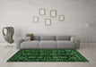 Machine Washable Abstract Emerald Green Modern Area Rugs in a Living Room,, wshabs443emgrn