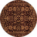 Round Machine Washable Abstract Brown Modern Rug, wshabs443brn