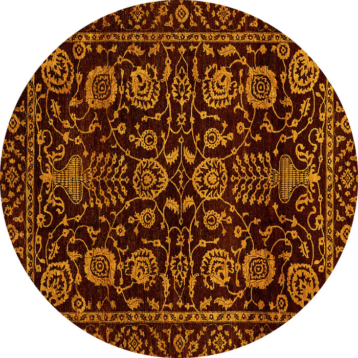 Round Abstract Yellow Modern Rug, abs443yw