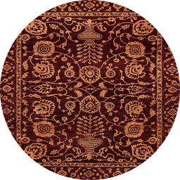 Round Machine Washable Abstract Red Rug, wshabs443