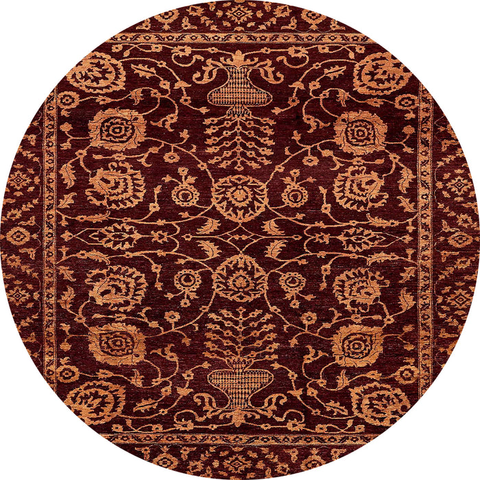 Round Machine Washable Abstract Red Rug, wshabs443