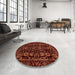 Round Machine Washable Abstract Red Rug in a Office, wshabs443