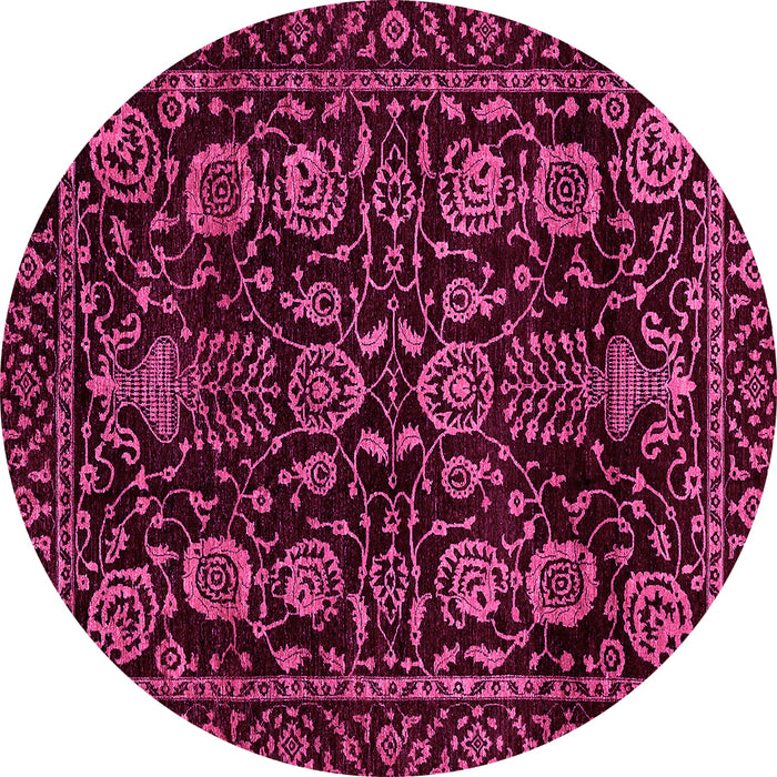 Round Abstract Pink Modern Rug, abs443pnk