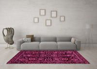 Machine Washable Abstract Pink Modern Rug, wshabs443pnk