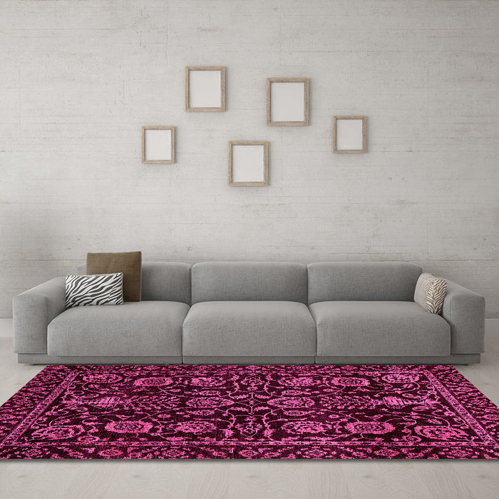 Machine Washable Abstract Pink Modern Rug in a Living Room, wshabs443pnk