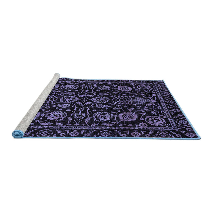 Sideview of Machine Washable Abstract Blue Modern Rug, wshabs443blu