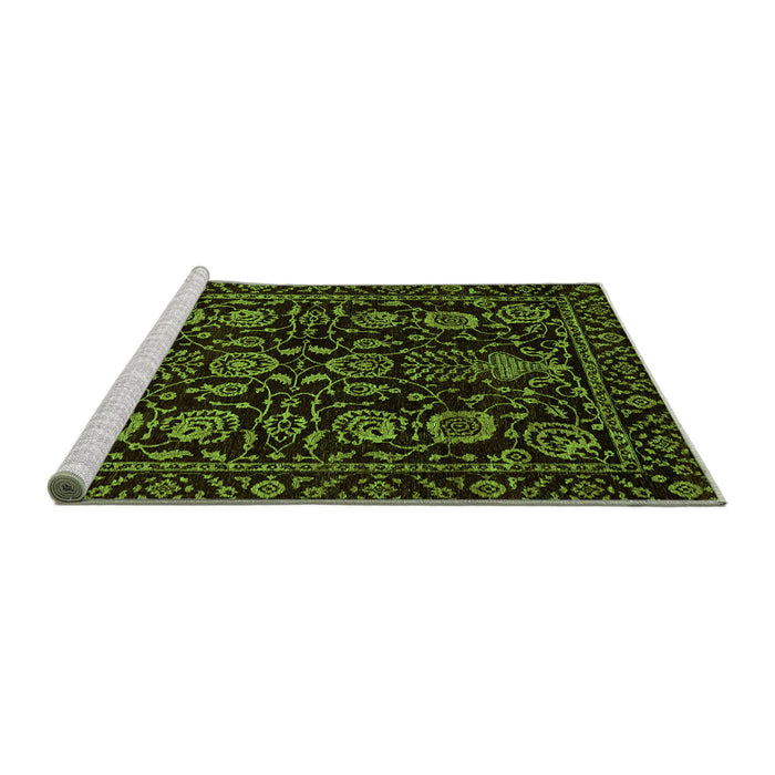 Sideview of Machine Washable Abstract Green Modern Area Rugs, wshabs443grn