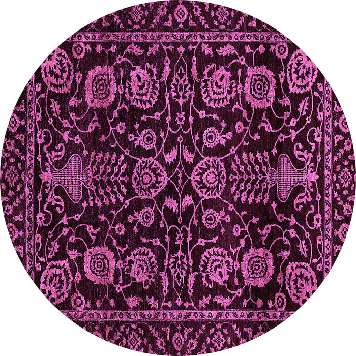 Round Machine Washable Abstract Purple Modern Area Rugs, wshabs443pur