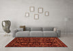 Machine Washable Abstract Orange Modern Area Rugs in a Living Room, wshabs443org