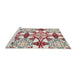 Sideview of Machine Washable Abstract White Gold Rug, wshabs4440