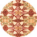 Round Machine Washable Abstract Orange Modern Area Rugs, wshabs4440org