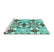 Sideview of Machine Washable Abstract Turquoise Modern Area Rugs, wshabs4440turq