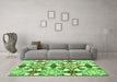 Machine Washable Abstract Green Modern Area Rugs in a Living Room,, wshabs4440grn