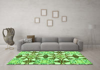 Machine Washable Abstract Green Modern Rug, wshabs4440grn