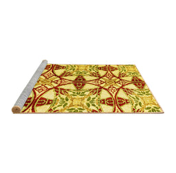 Sideview of Machine Washable Abstract Yellow Modern Rug, wshabs4440yw