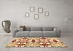 Machine Washable Abstract Brown Modern Rug in a Living Room,, wshabs4440brn