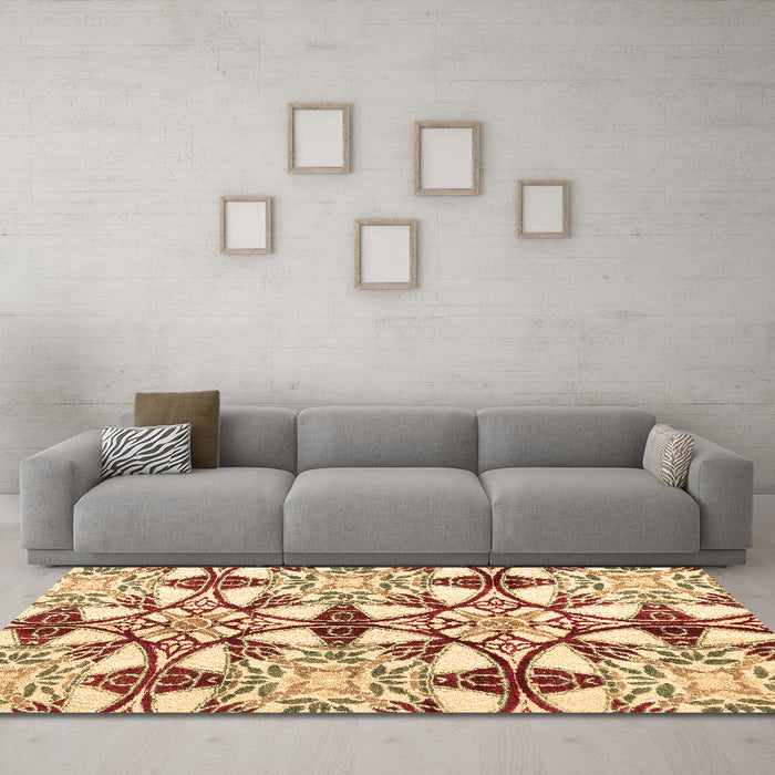 Machine Washable Abstract Brown Modern Rug in a Living Room,, wshabs4440brn