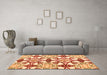 Machine Washable Abstract Orange Modern Area Rugs in a Living Room, wshabs4440org