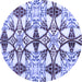 Round Machine Washable Abstract Blue Modern Rug, wshabs4440blu