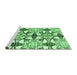 Sideview of Machine Washable Abstract Emerald Green Modern Area Rugs, wshabs4440emgrn