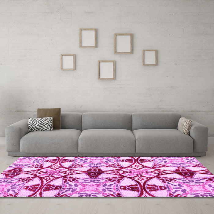 Machine Washable Abstract Pink Modern Rug in a Living Room, wshabs4440pnk